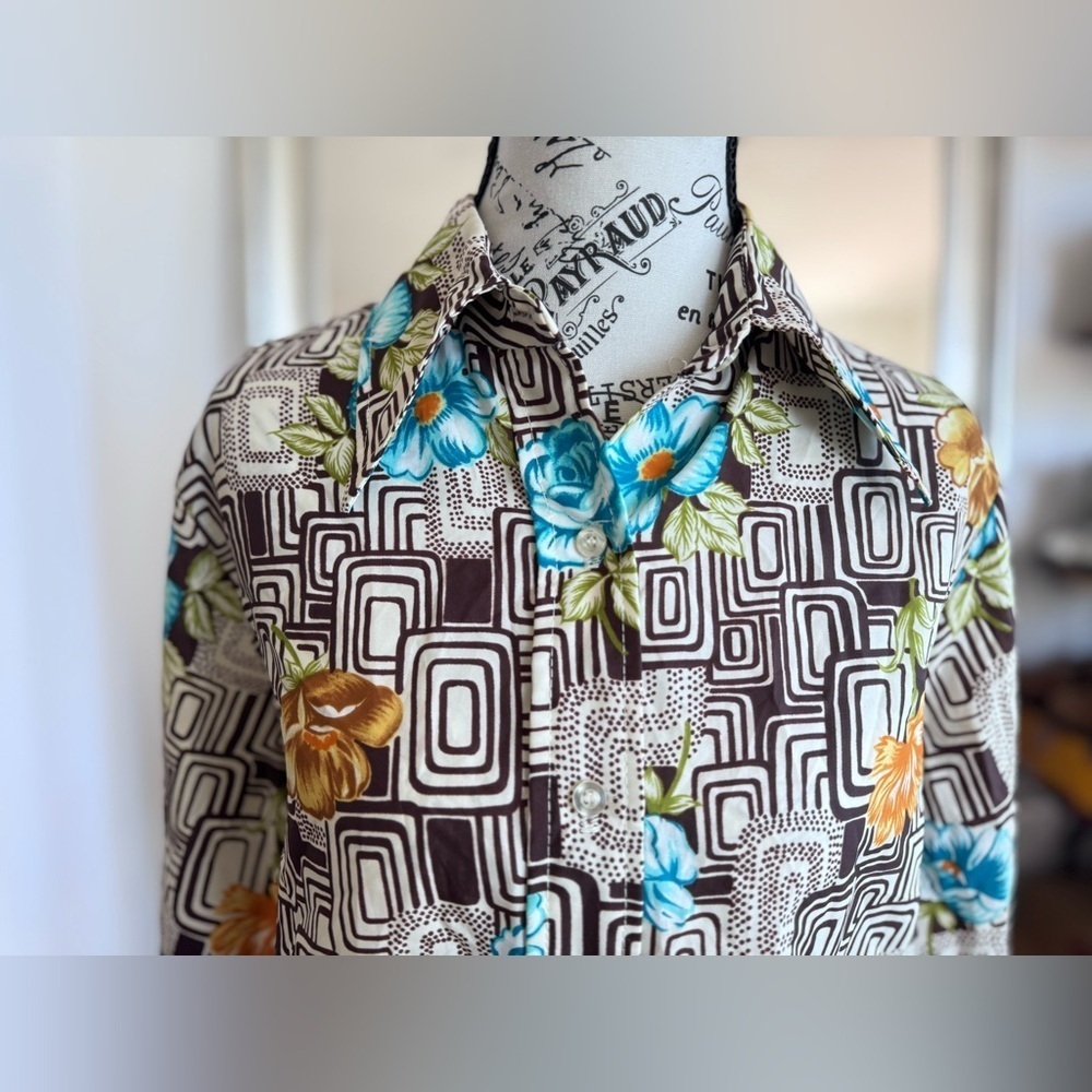 Vintage 70s Jubilee New York Weinststock Retro Abstract Psychedelic Button Shirt - Picture 2 of 11